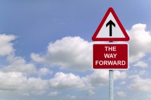 The Way forward signpost in the sky